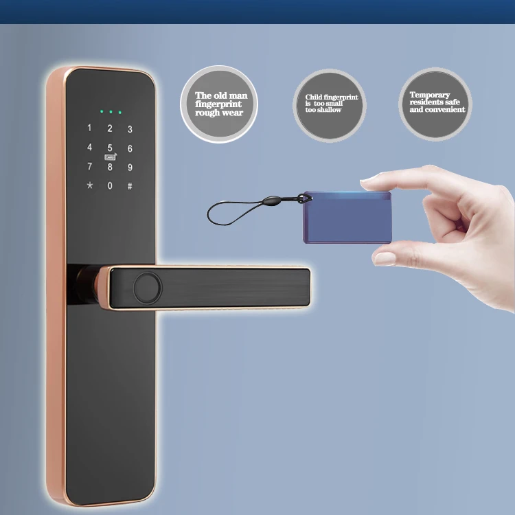 Digital Security Stainless Steel  handle  Electronic Smart Key Card Fingerprint passcode Hotel Door Lock