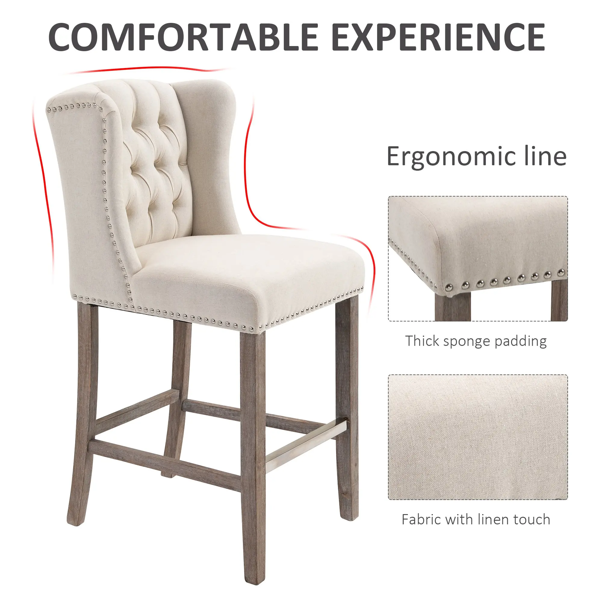 Rice white color wooden bar stool high chair new design