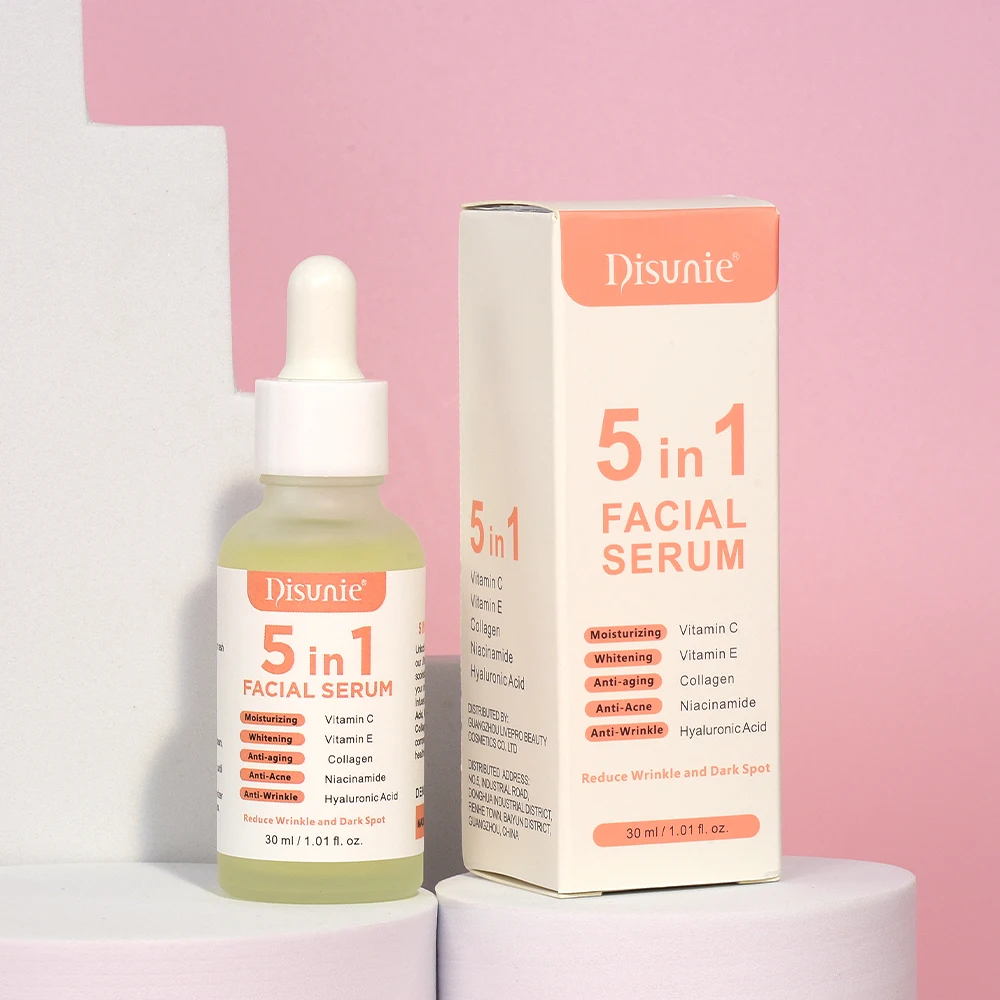 5 in 1 Vitamin C Skin Whitening Serum  Vitamina C With Hyaluronic acid Wrinkle remover Private Label Face Serum