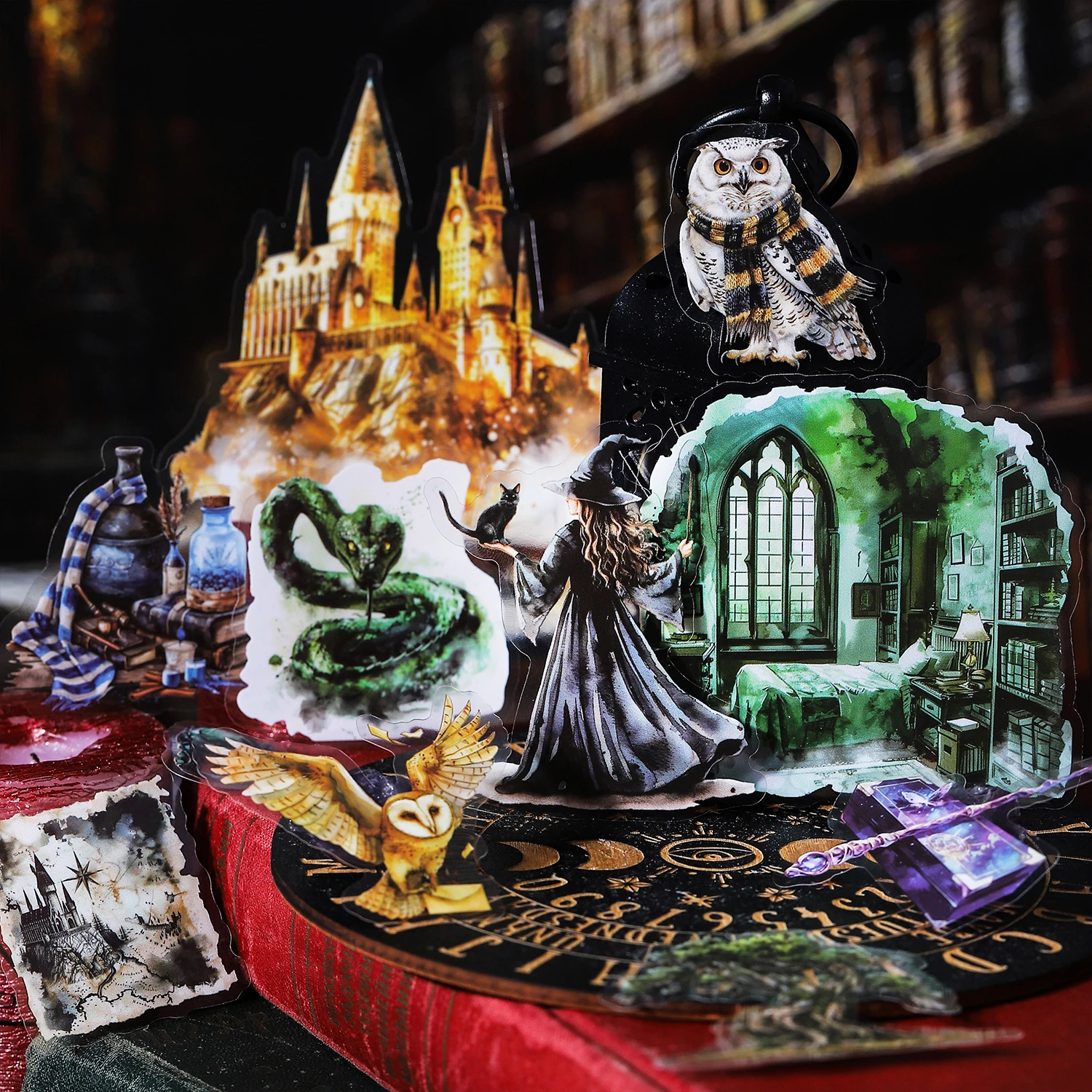 Waterproof Cartoon Journaling Collage Decorative Covers Magic Witch Series Gel Stickers Journaling Decorative Purpose Offset