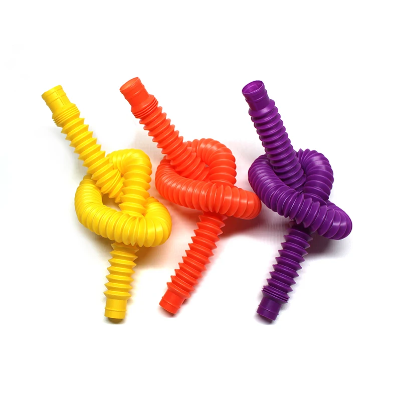 Cheap Price In Stock pop tubes sensory toys kids Stress Relief Toy Colorful Plastic Folding fidget pop tube toys