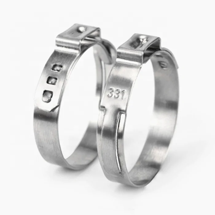 Stainless steel pipe fitting SS 304 single ear hose clamp stainless tube stepless clamp