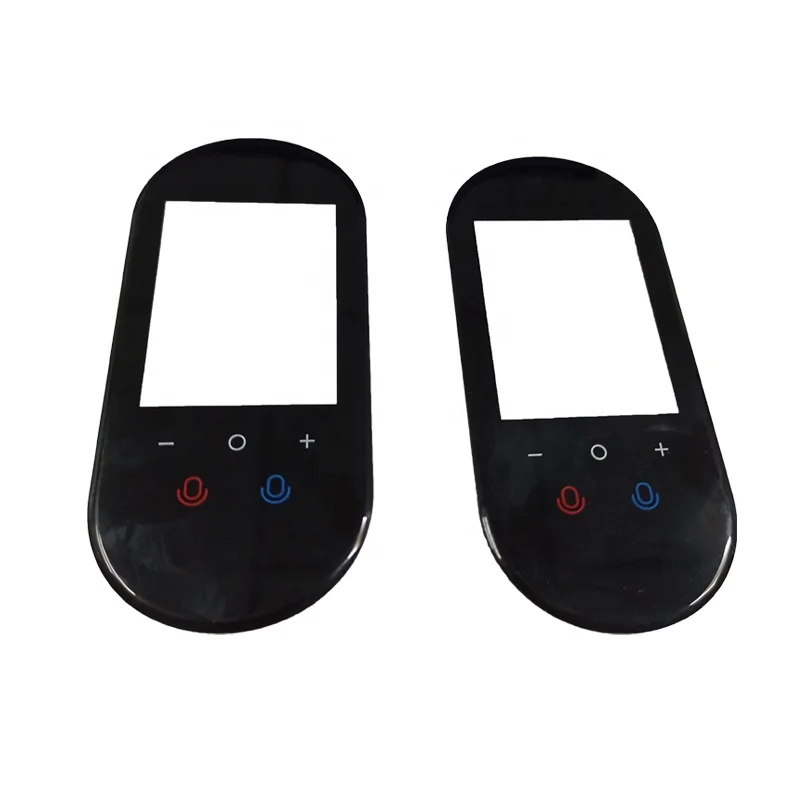 Custom laser cut 2mm thick tempered glass touch screen switch panel with screen printing