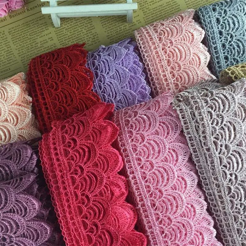 6cm wide water soluble embroidery lace fabric diy clothes upholstery home textile decorative colored french polyester lace trim