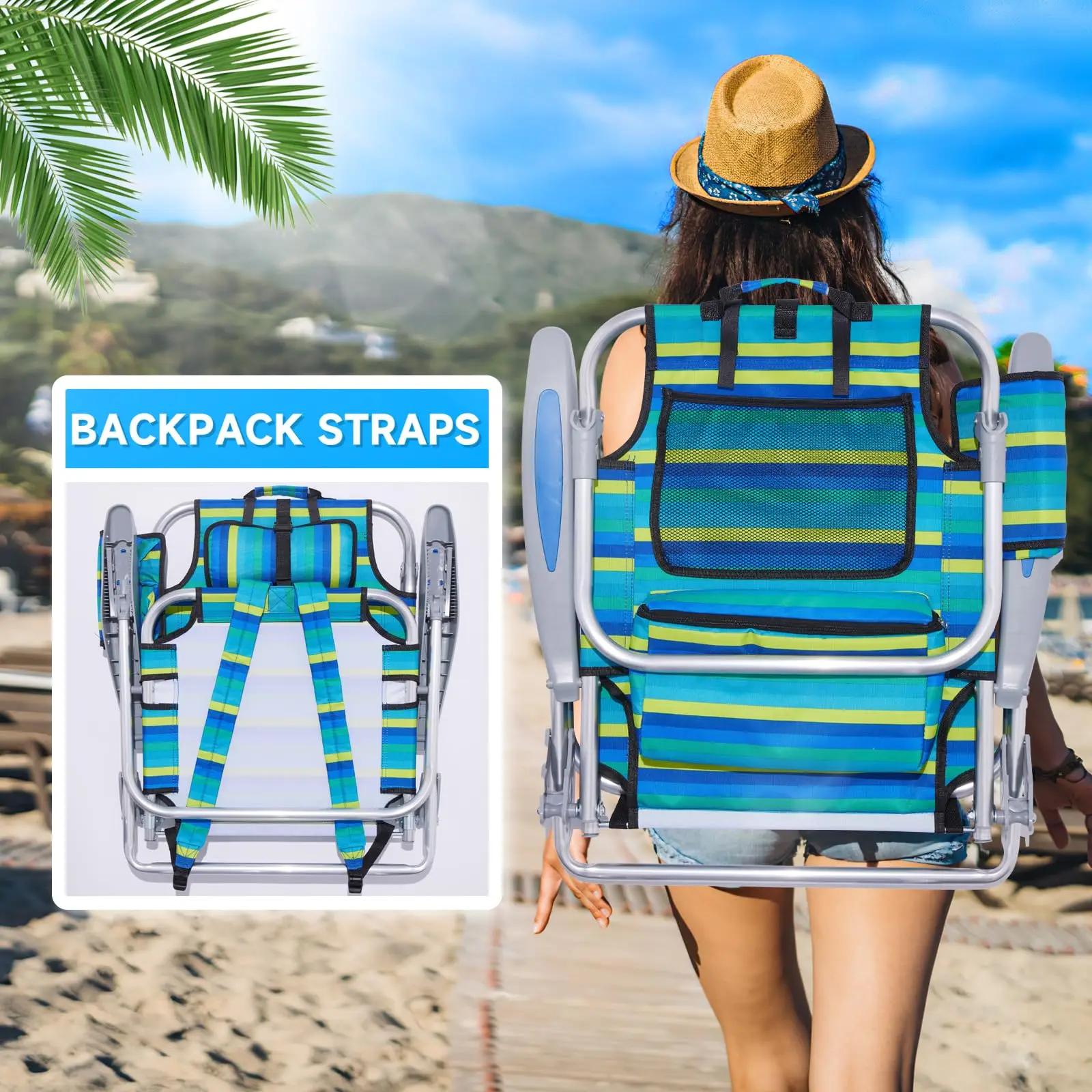 Wholesale Custom Outdoor Lightweight Foldable Camping Chair Portable Lounge Chair Adjustable Backpack Beach Chair With Logo