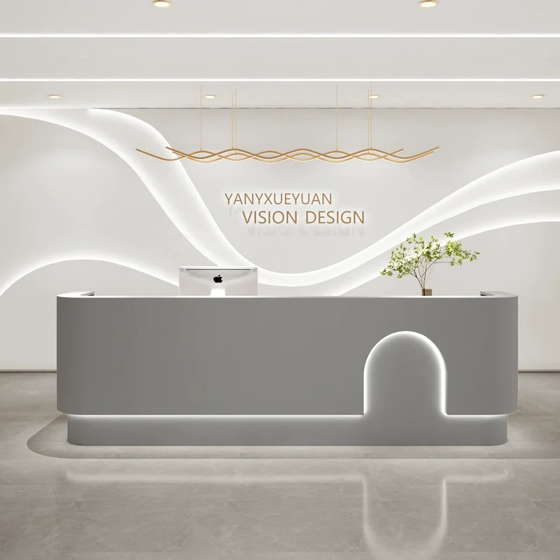 Modern Luxury Beauty Salon Office Counter Private Custom Business Reception Desk
