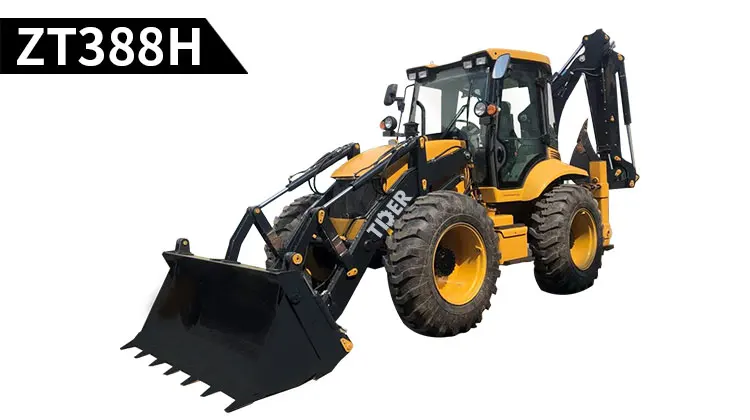 TDER four wheel steering 2.5 ton 2500kg 4WD backhoe loader 388H backhoe loader with telescopic boom