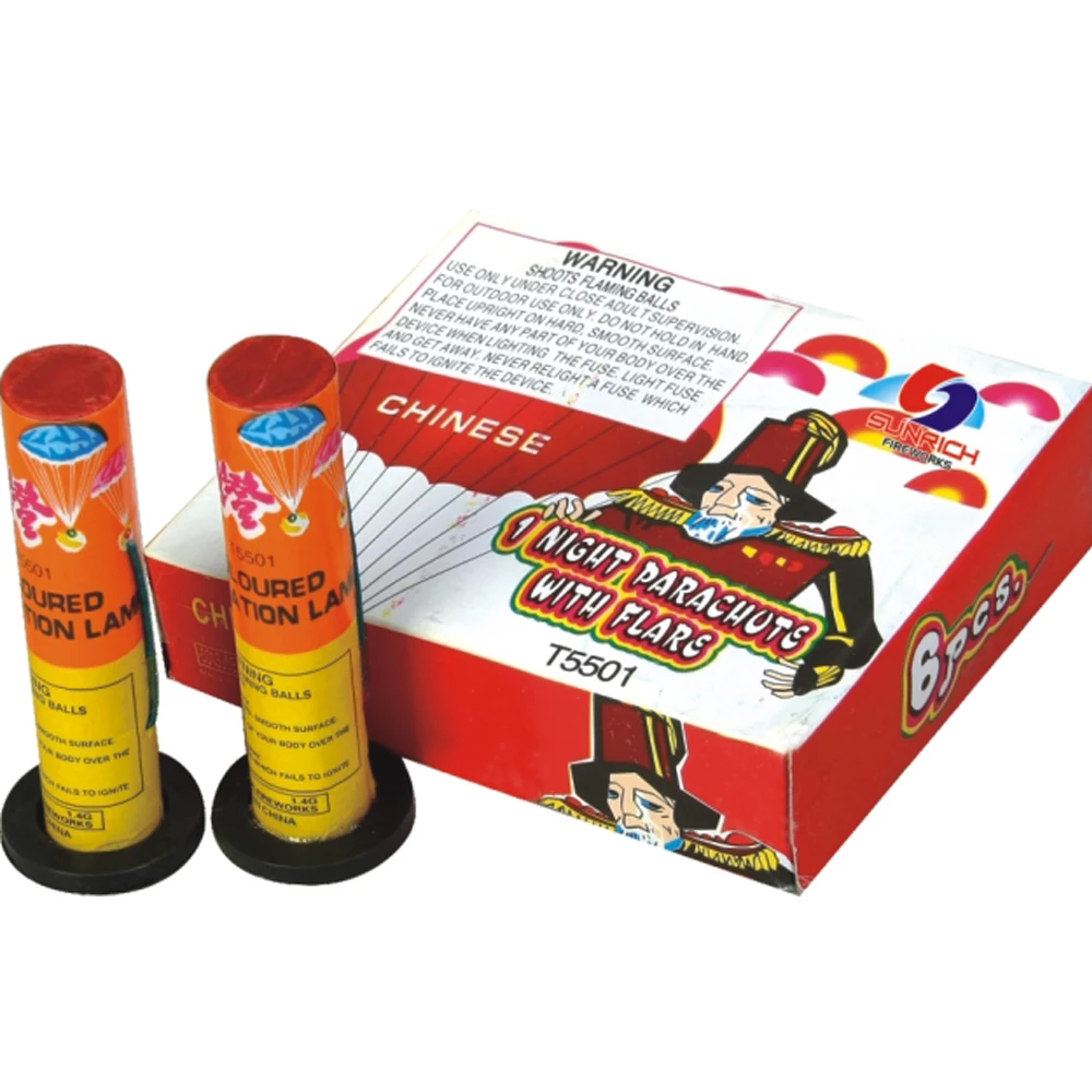 SHT5501 1 Night parachute with flare fuegos artificiales fireworks for Christmas and kids