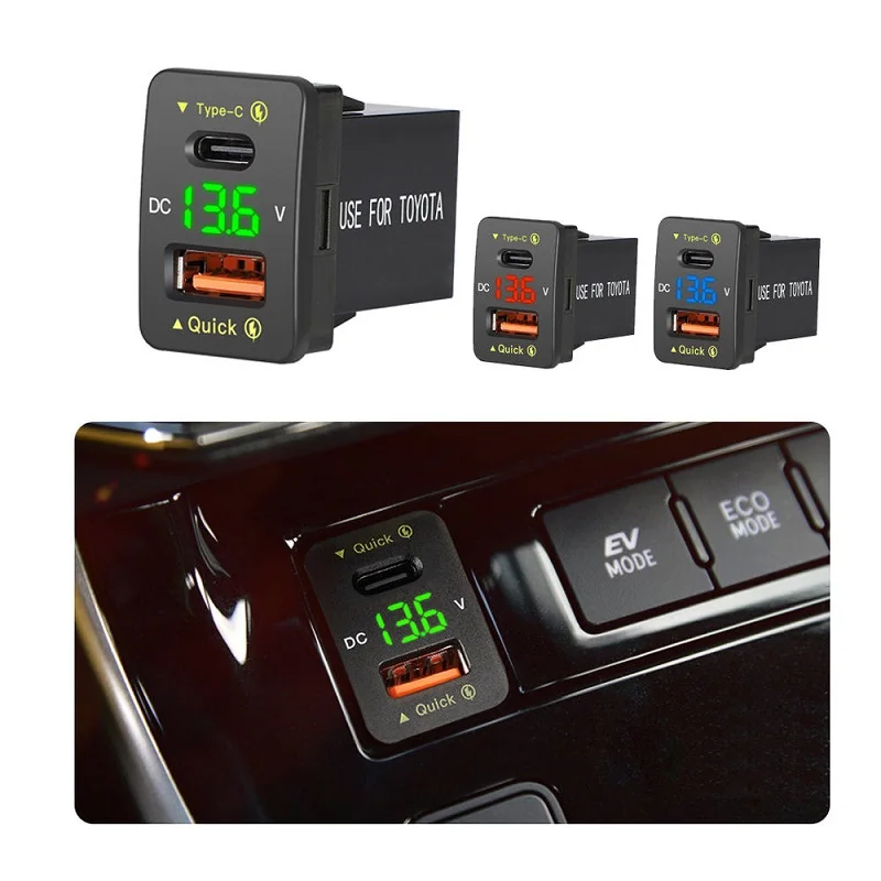 36W Charger Adapter Type C Qc3.0 Car Charger Fast Charging Toyota Car Usb Charger Socket Cable