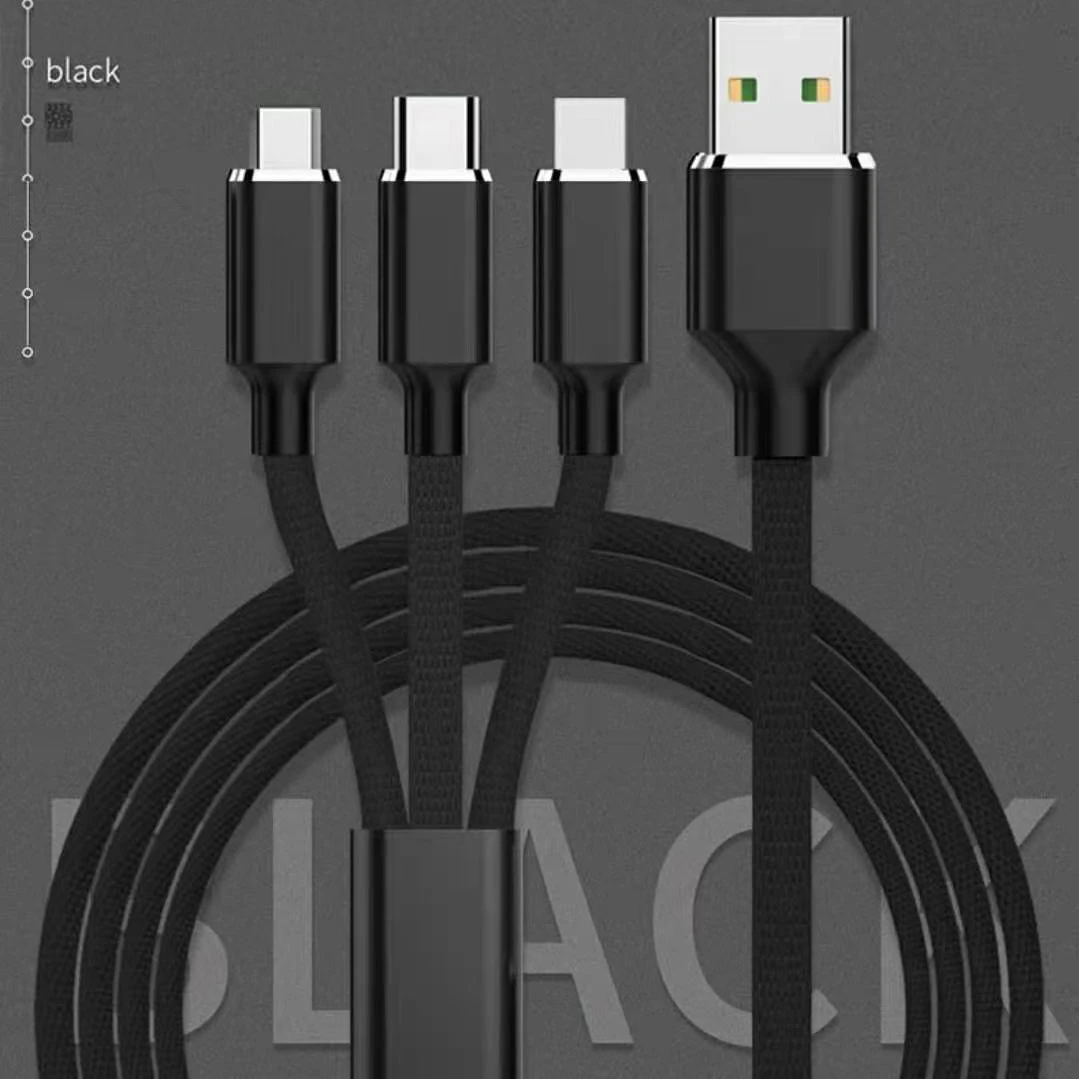 
weave braided hot sale competitive price 2.4A micro 8 pin type c fast charging for iPhone smart phone 3 in 1 usb cable charger 