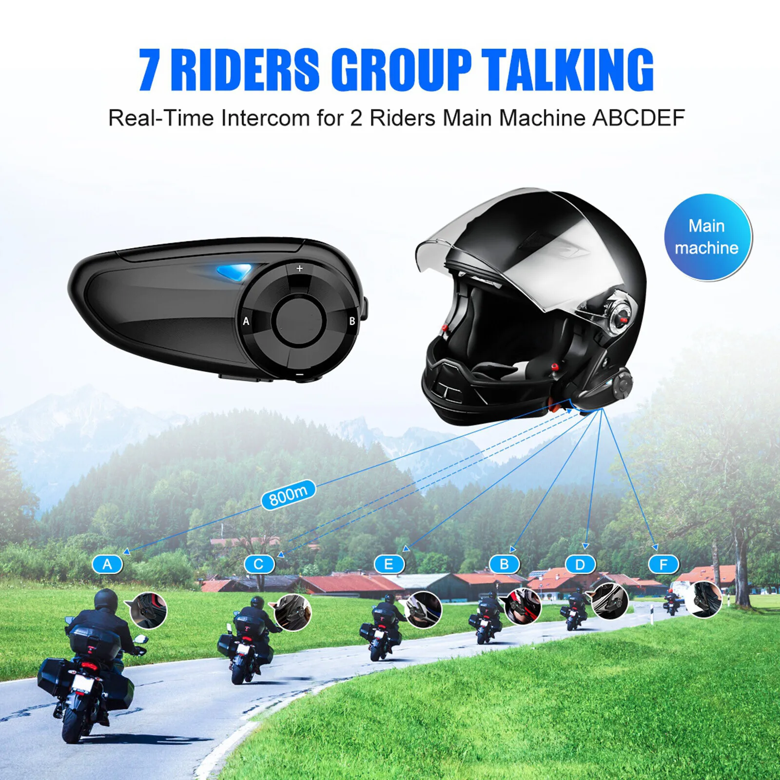 Q7 Waterproof Handsfree 5.1 Earbuds Headset CVC Noise Cancelling Microphone Intercom Wireless Headphone for Motorcycle Helmet
