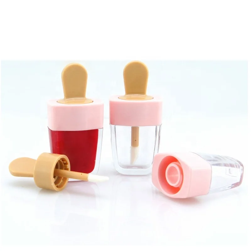 Cute 5ml Ice Cream Lip Gloss Tube for Kids Cosmetic Lipstick Personal Care Plastic Tubes Labeling Screw Vasos De Tubo Plastico
