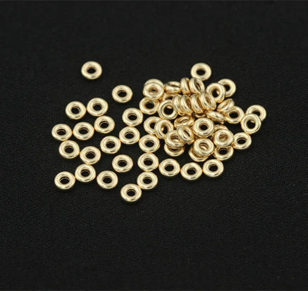 14K Gold Filled Jewelry loose beads Flat Round Gold Spacer Beads for Jewelry Making