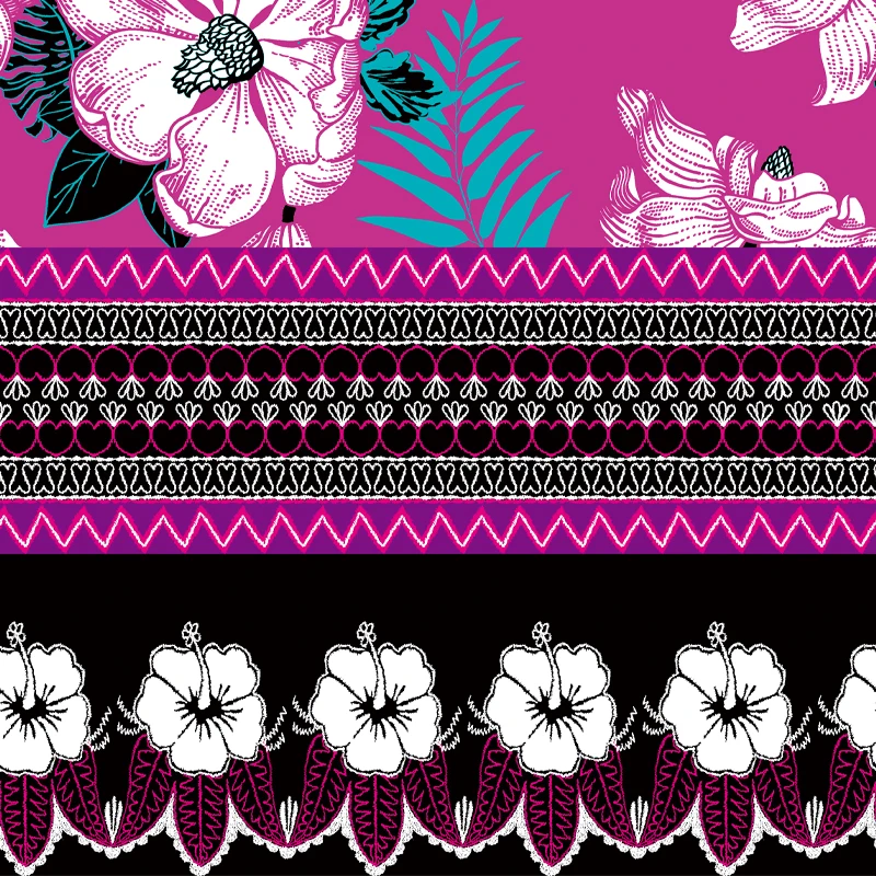 Blooming flowers Gorgeous solid color background with lace pattern compact pattern digital print bright flower fabric