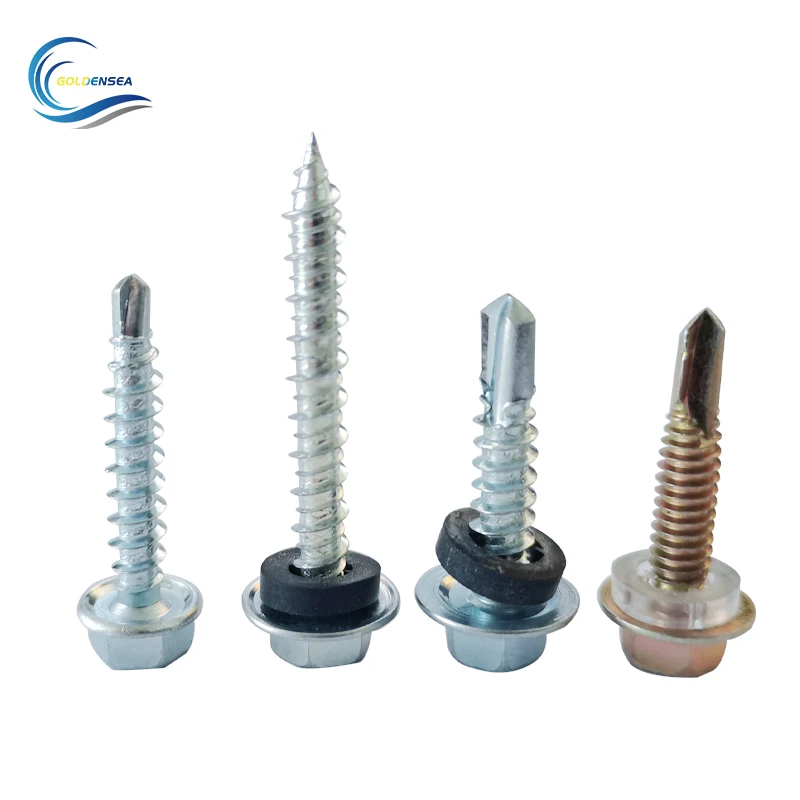 Professional Manufacture Din7504k self drilling hex head black EPDM washer tornillos hexagonal roofing screws