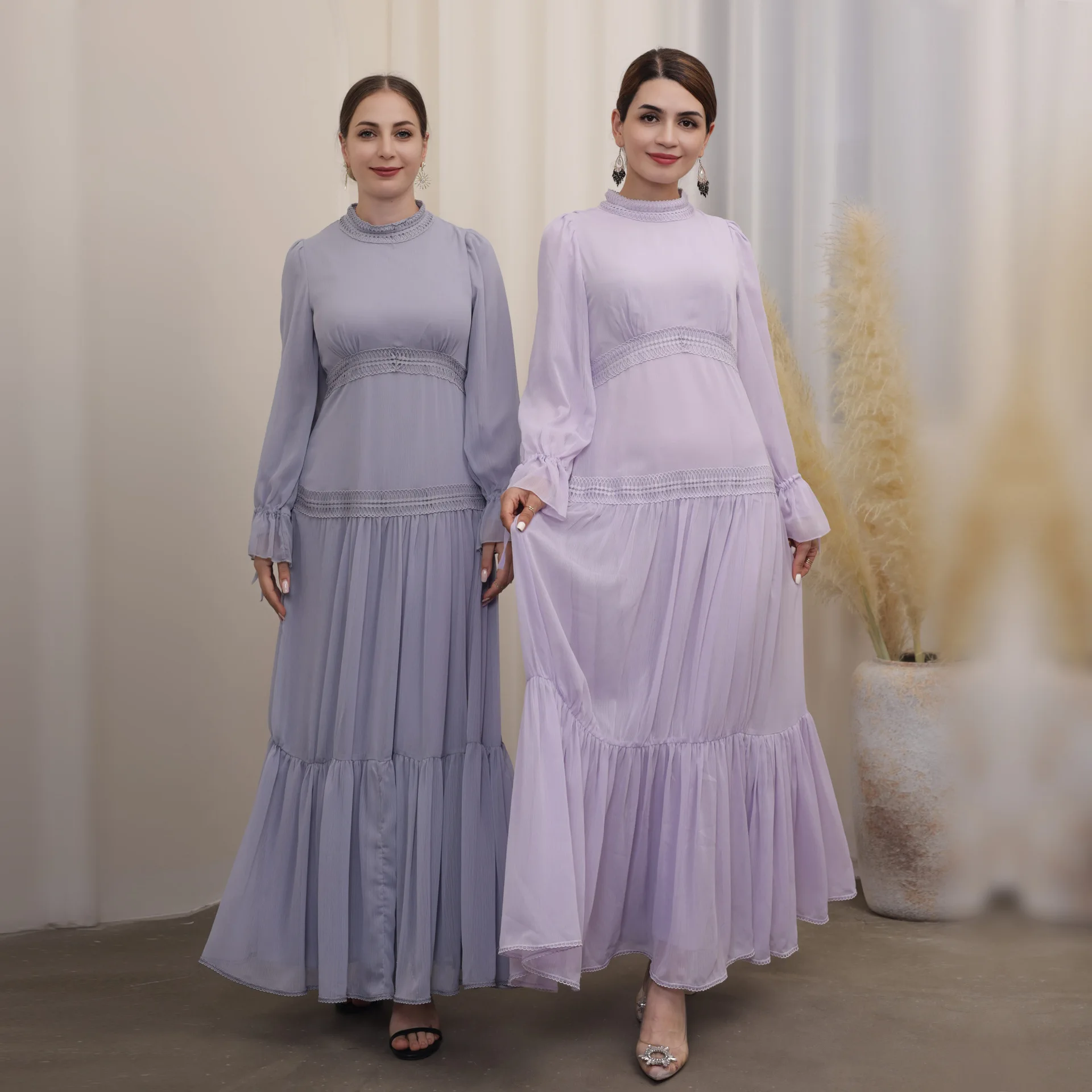 Chiffon Muslim Women Abaya Turkey Dubai Styles Tiktok Popular Design Modest women Summer Long Maxi Kaftan Dresses