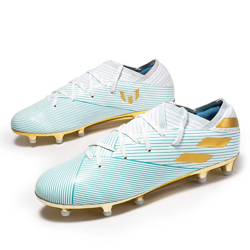 Factory outlet spike football shoes men sports shoes high top football shoes gold soccer boots goods in stock
