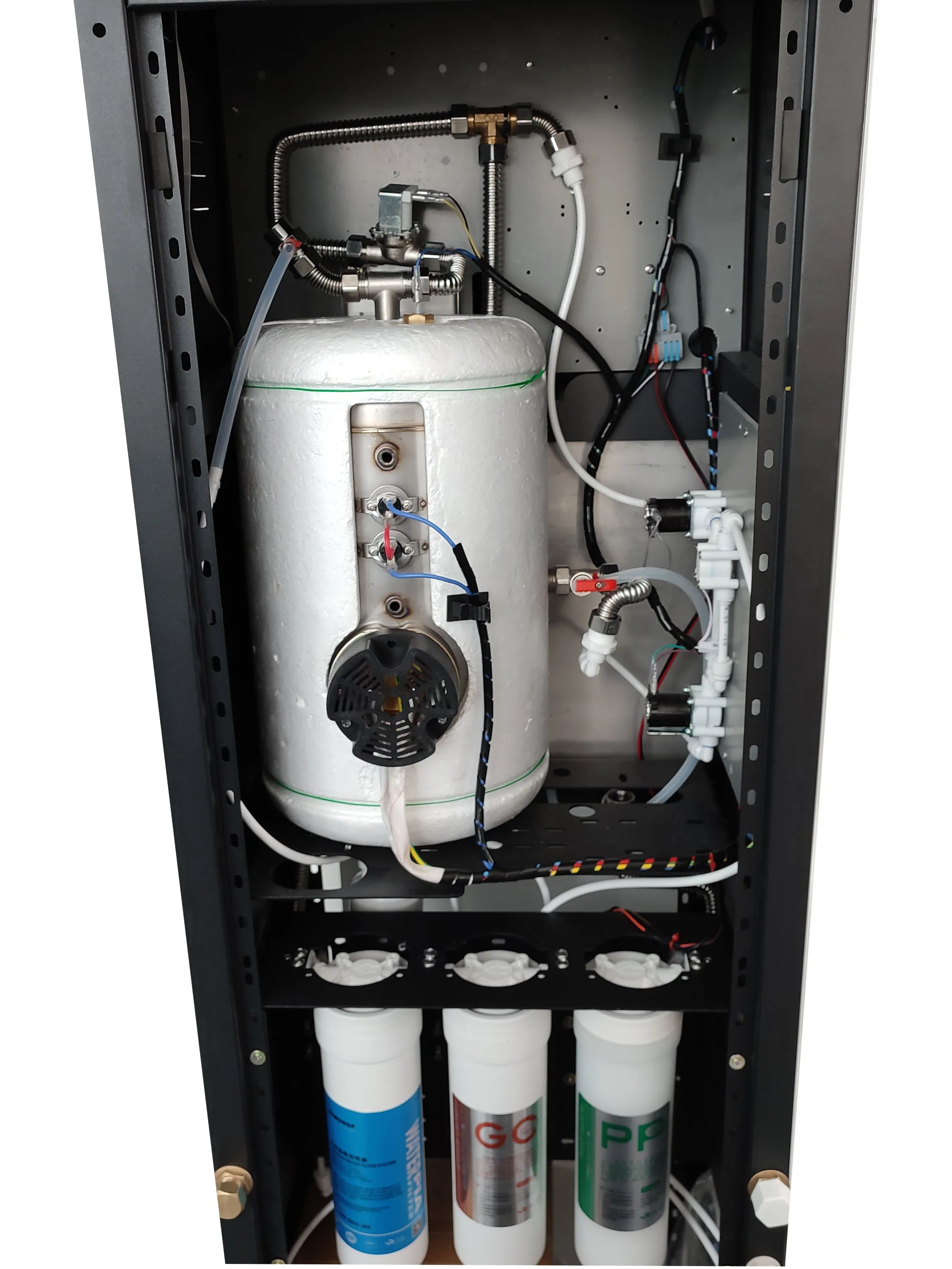 Luxury vertical water dispenser with cold and hot water with RO reverse osmosis water purifier bayonet filter