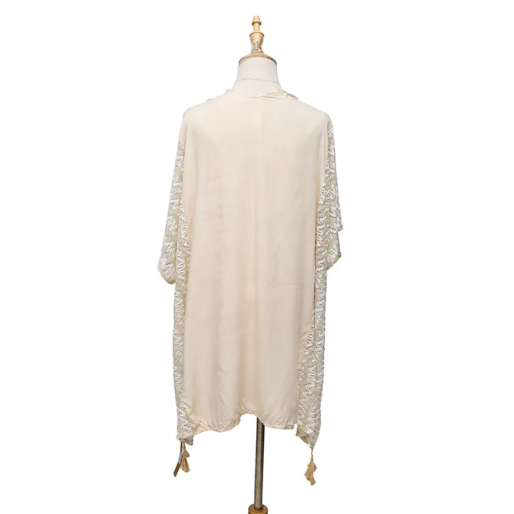 
2020 Newest Lace Decoration Clothing Women Sleeveless Cardigan Stylish Beautiful Oversize Kimono With Tassel 