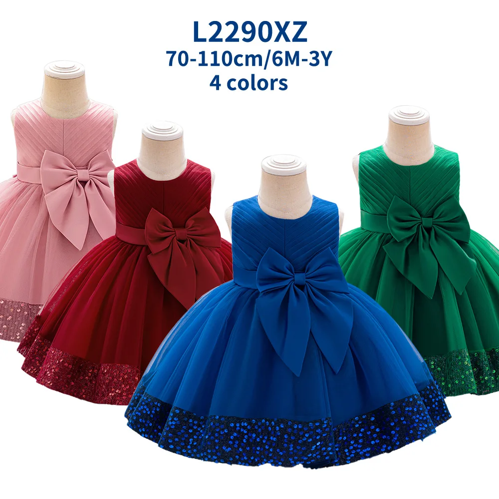 MQATZ Toddler Kids Wear 1 Year Baby Girls Birthday Party Gown Dress Sequined Frocks Design