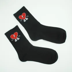 custom logo socks soft breathable Cotton red heart socks bad cute bunny Pattern sports words crew socks