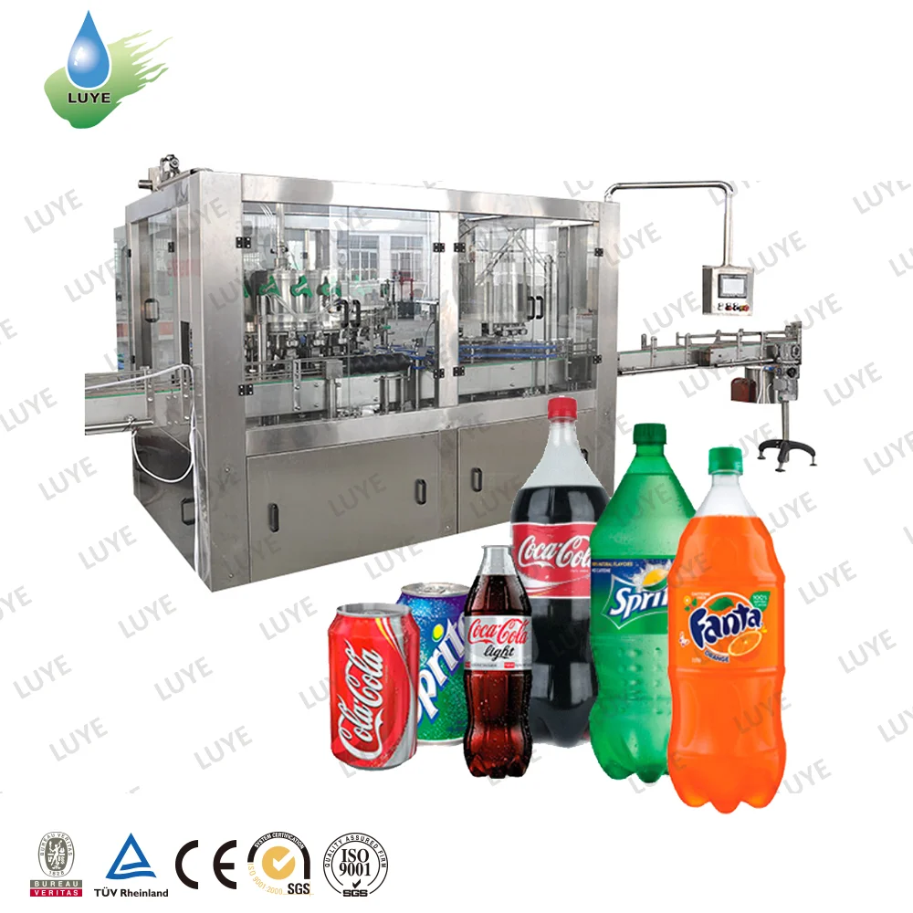 Complete PET Glass Bottle CO2 Beverages Carbonated Soda Water Filling Bottling Soft Drink Machinery Production Line