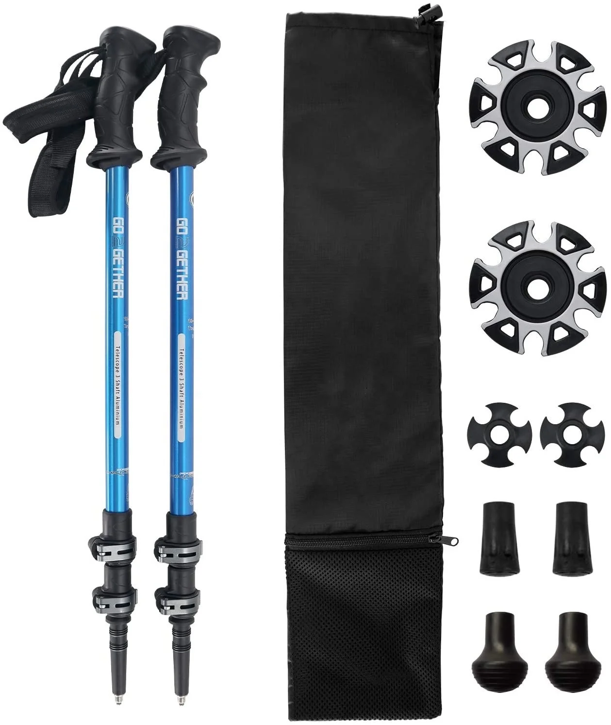 Telescopic Hiking Trekking Poles - Strong Aircraft Alloy Walking Sticks with Comfort ergonomic Handle - Quick Locks System