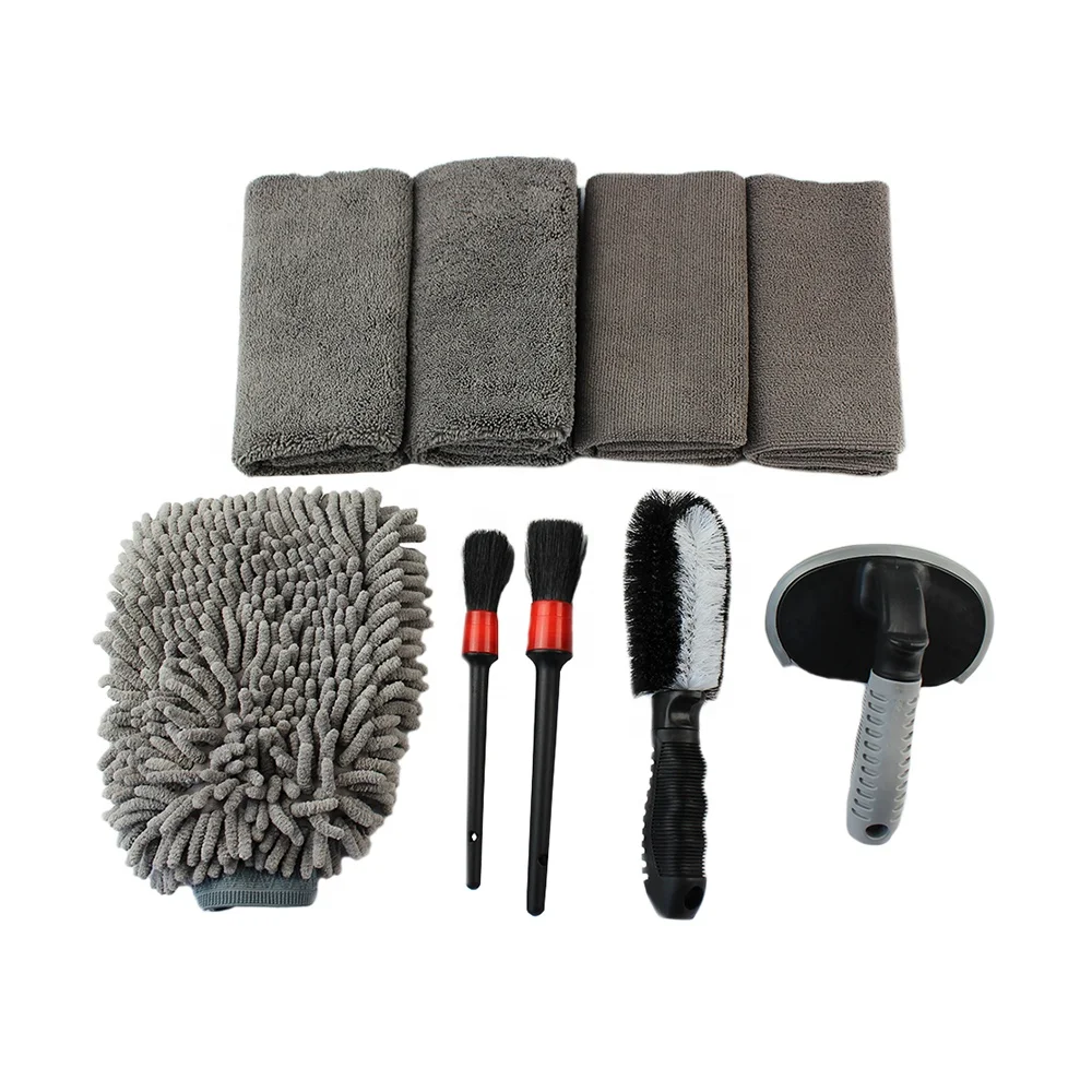 Набор инструментов для мытья автомобиля, набор инструментов для ухода за автомобилем, Набор принадлежностей для чистки автомобиля, набор из ткани из микрофибры, Набор щеток для автомобиля, 9 Упаковок