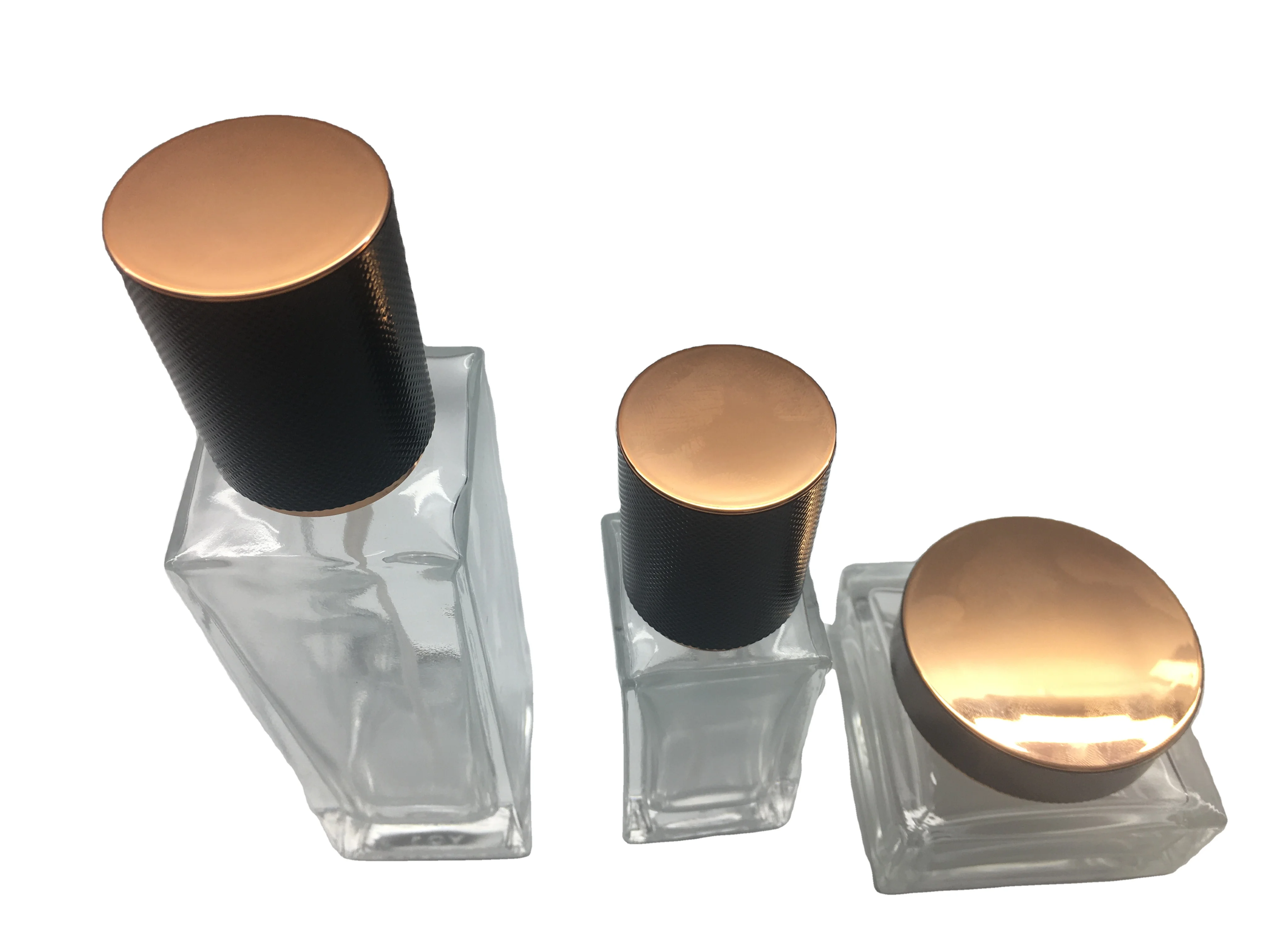 Luxury Skincare Packaging Glass Bottle Set Square Glass Cosmetic Bottle 30g 50g Cream Jar 100ml 120ml Lotion Packaging Glass Bot