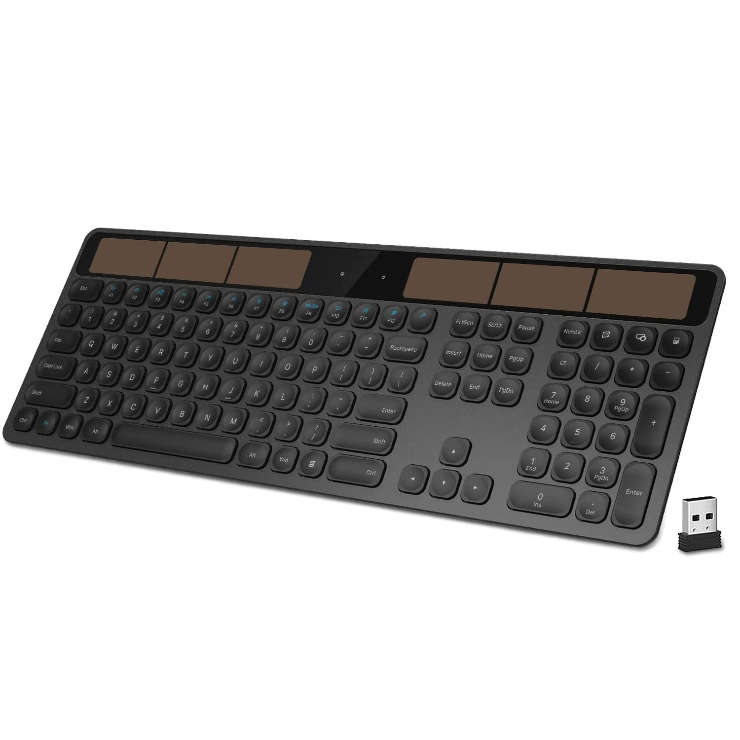 104 Keys Cute Shortcut Ultra Slim Office Standard Rechargeable Wireless Solar Keyboard For Laptop