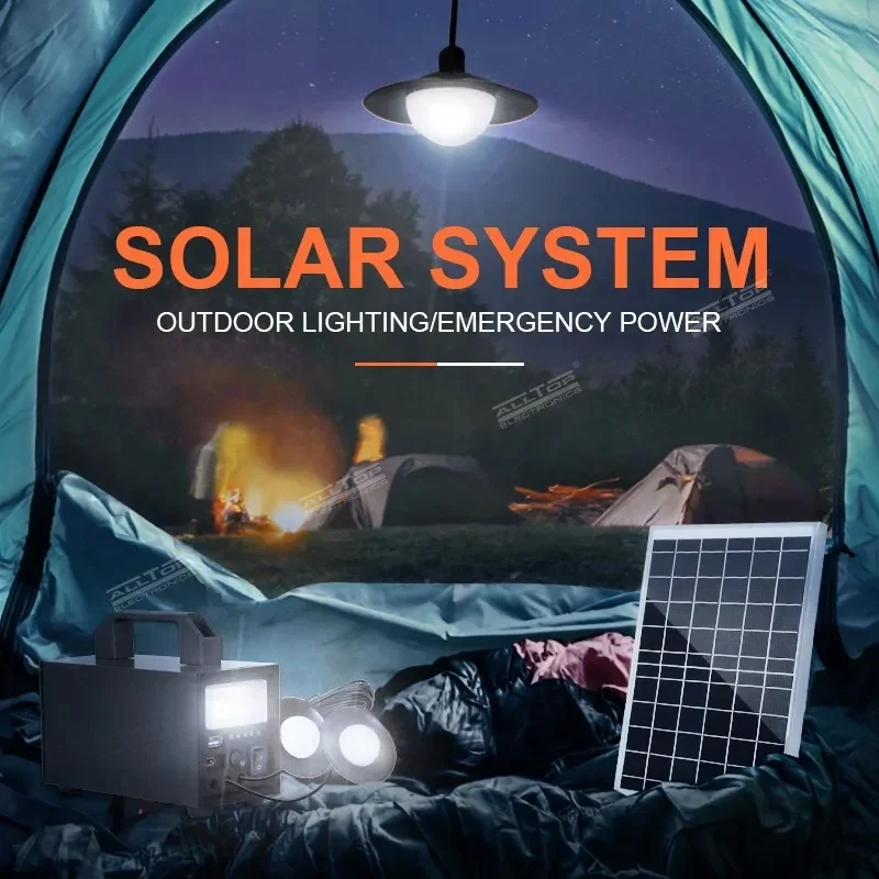 Alltop Portable Outdoor Power Energy Kit Dc Solar Led Lighting System To Provide Multiple Lights