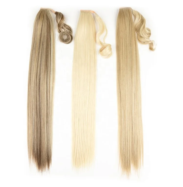 Rebecca Long Straight 30 Inch Wrap Around Clip In Ponytail Hair Extension Heat Resistant Synthetic Pony Tail Fake Synthetic Hair