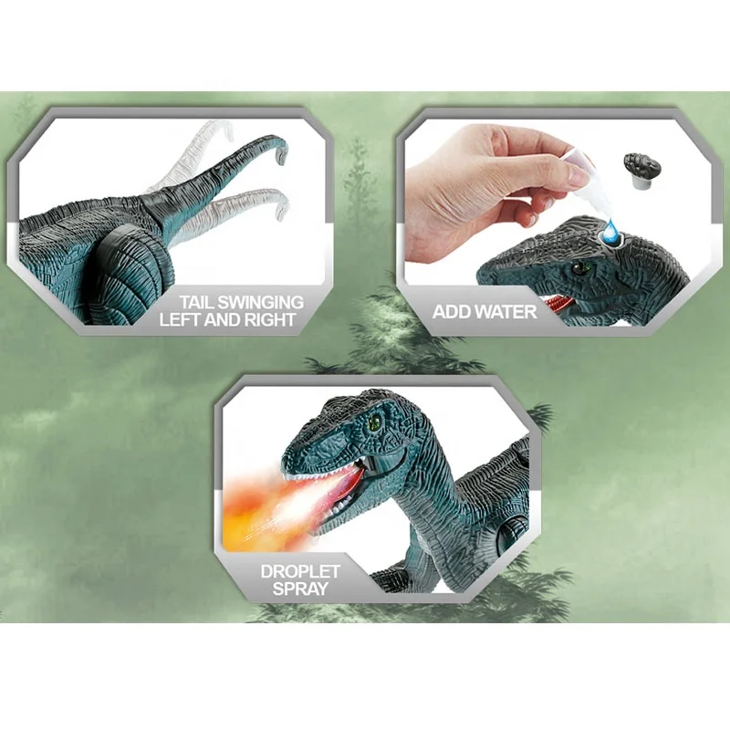Shantou Chenghai Toys New Product 2.4GHZ  Remote Control Animal Toys Spray RC Dinosaur With Sound & Light