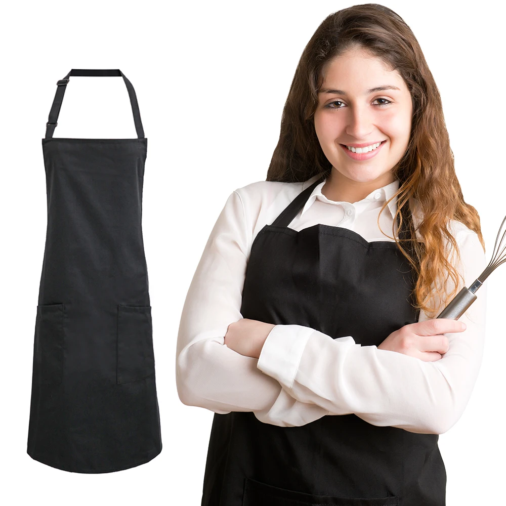 pink black work waterproof sublimated printed logo cotton canvas chef custom logo cooking kitchen aprons for women