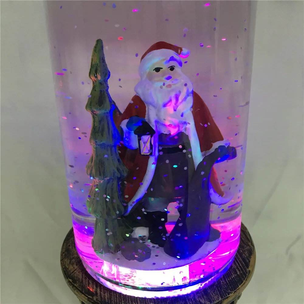 
Santa Clause and Christmas Tree Scene Water Spinning Glitter Liquid Candle 
