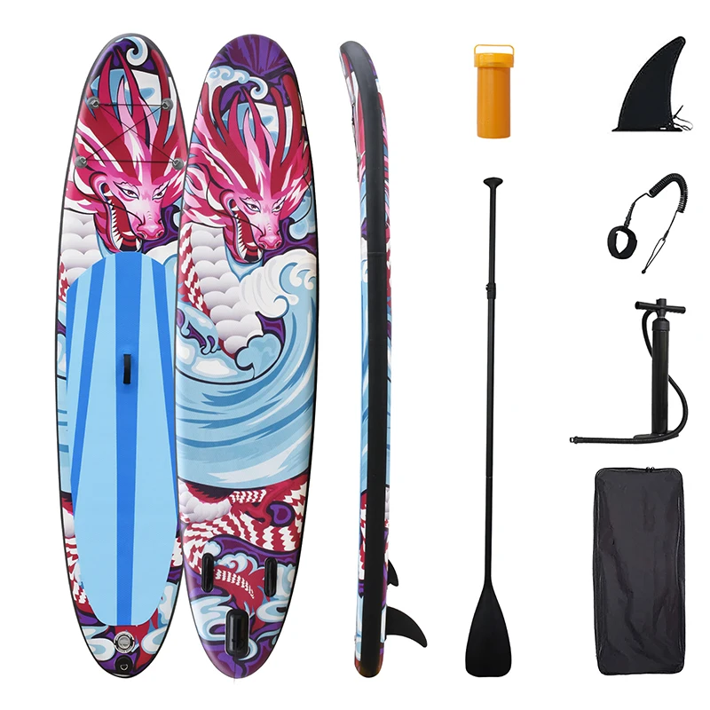 OEM ODM Dragon Pattern Inflatable Stand Up Paddle Board Surfboard Surfing Board Chinese Style Custom Water Sport Sup Board