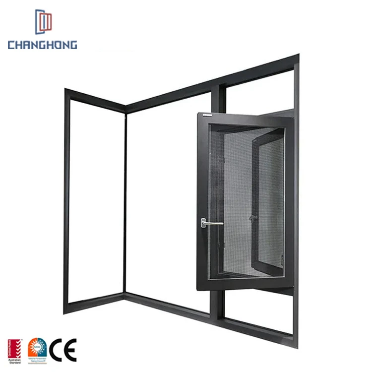 Customized American House Solid Wood Glass-Window-Grill-Design Casement Window With Mosquito Net
