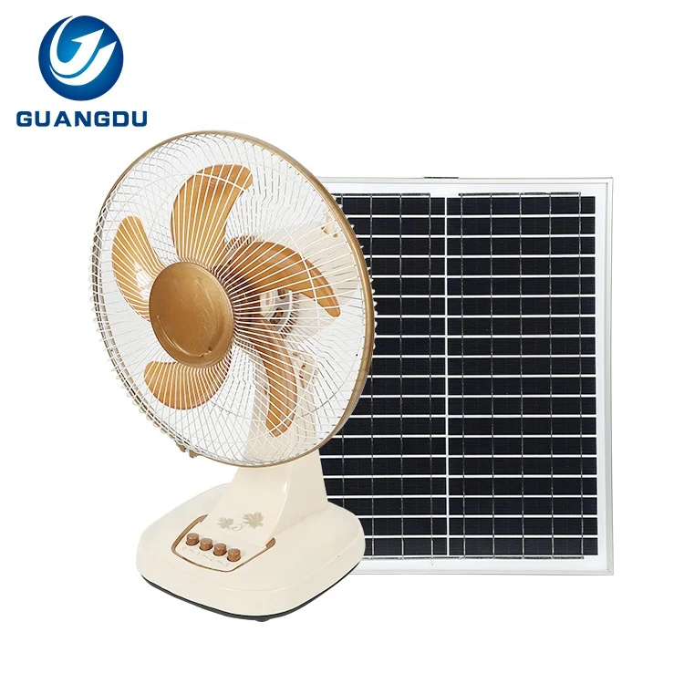 New Design Tow Color Blue Golden Three Wind Speed Oscillating Wired Solar Fan