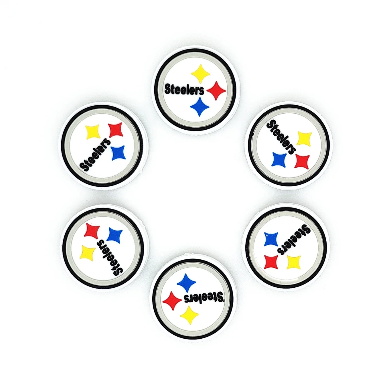 Football Team Steelers Focal Beads Teething Pacifier Chain Accessories Wholesale Round Silicone Charm Characters Beads For Pens