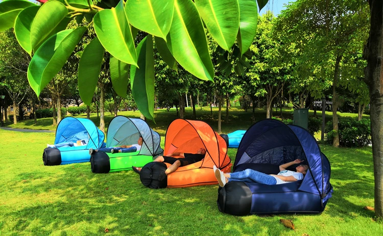 Top Seller Canopy Double Camping Sleeping Bag Pod Inflatable Air Lounger Sofa with Tent