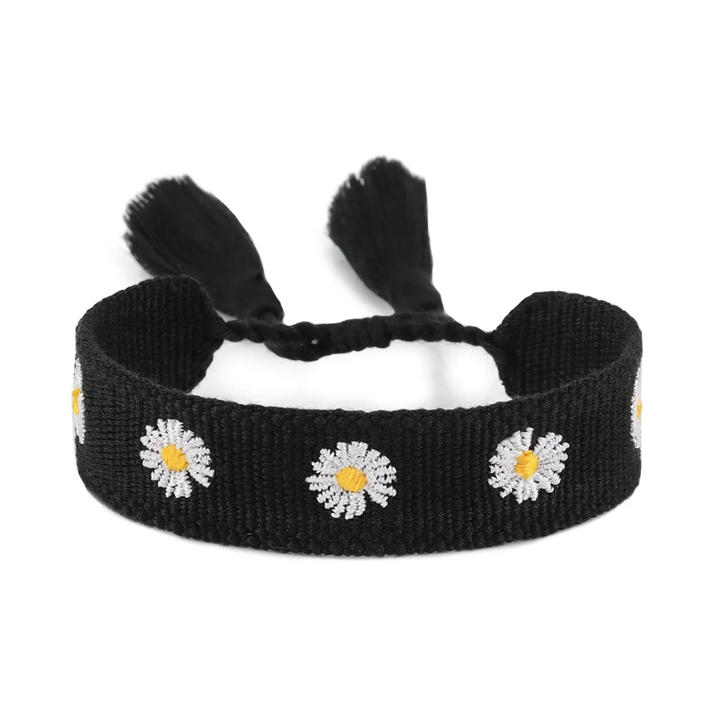 Cute Flower Daisy logo Fashion embroidered bracelet Designer Tassel Bracelet Wristband Color Personalized Name Wrist Band