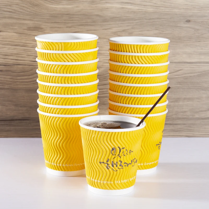 Blank Stacker Silver Ripple Biodegrade Coffee 12 Ripped Paper Cup with Lids Rainbow Printed Hot 20 Oz Black Beverage Recyclable