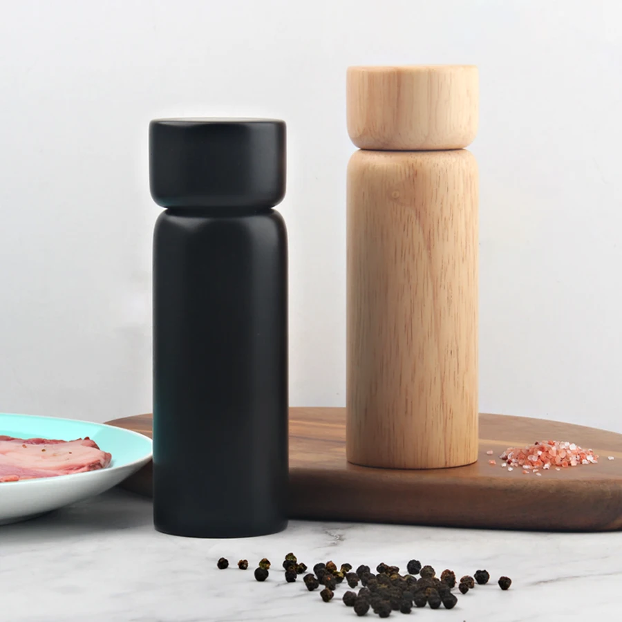 New Arrival Manual Adjustable Salt and Pepper Mill Set of Natural Wooden Spice Grinders
