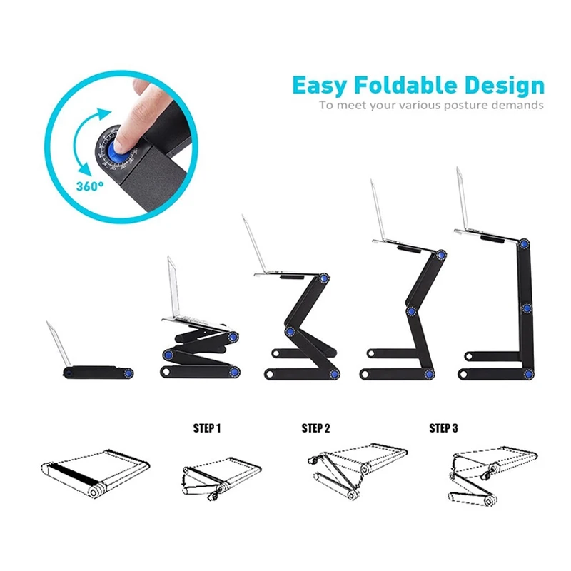 Foldable aluminum alloy angle adjustable dual fan laptop stand and with cooling