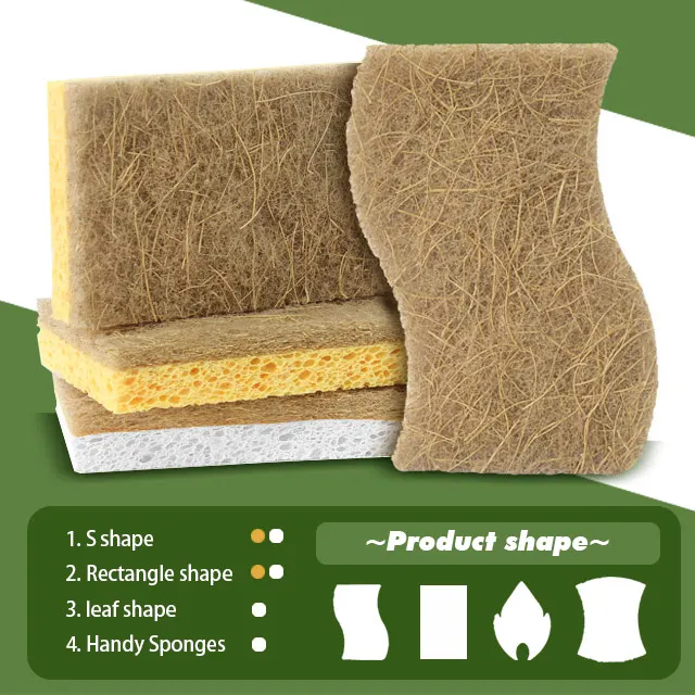 Hot Sale Wood Pulp  Cotton Sisal Coconut Palm Fiber Kitchen Sponge Cleaning Pads