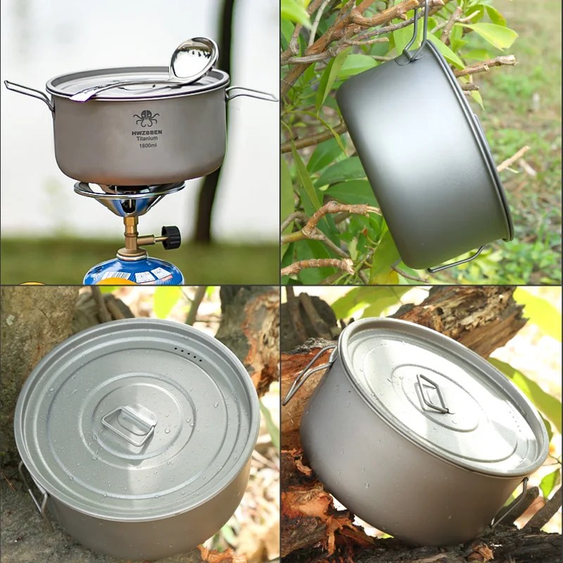 Ti01 portable light weight titanium cooking pot sandblasting camping titanium tableware