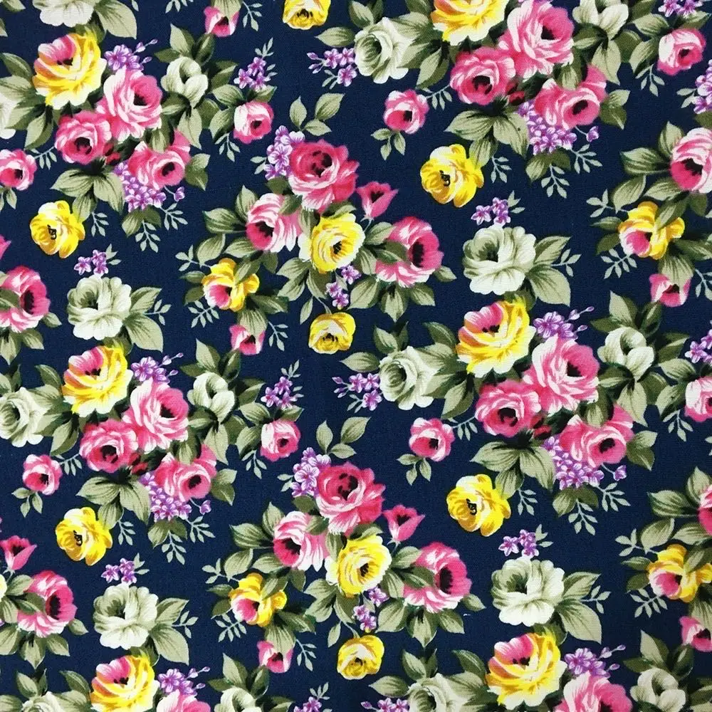 beauty roses floral printed fabric for baby girls dress skirts woven home textile fabric 100% cotton prints poplin fabric