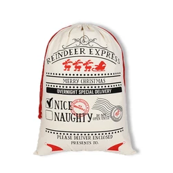 High King Good Selling Christmas Gift Bag Canvas Fabric Xmax Eve Drawstring Santa Sack Santa Bag