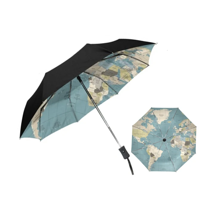 World Map Personal Customized Auto-open Outdoor Folding Umbrella
