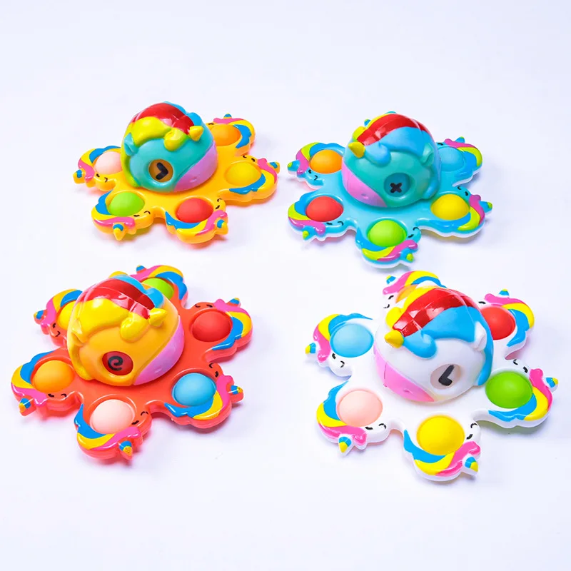AA101 Stress Reliever Face Change Fidgets Keychain Double Side Push Bubbles Toy Reversible Flip Face Off Octopus Fidget Spinner